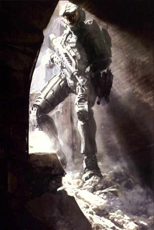 Spartan soldier in a dark tunnel