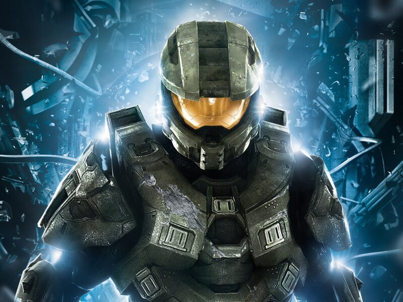 Spartan Soldier in Armor — Gray, Dramatic, Digital Art, Helmet, Debris, Blue, Gold