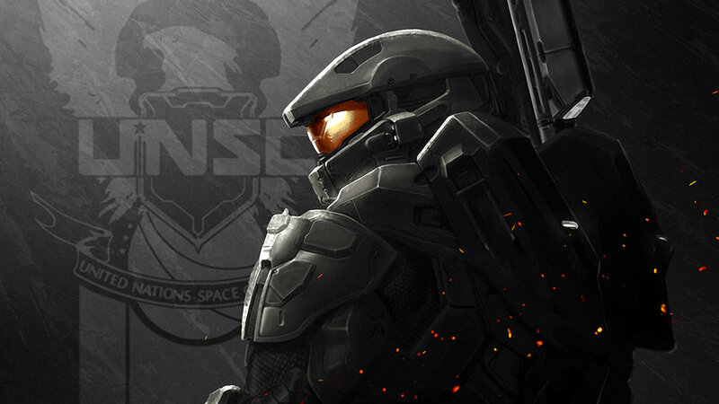 Spartan Soldier in Armor — Gray, Dramatic, Digital Art, Unsc Logo