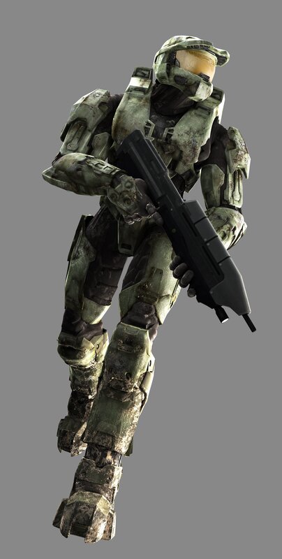 Spartan Soldier in Armor — Green, Serious, 3d Render, Gun