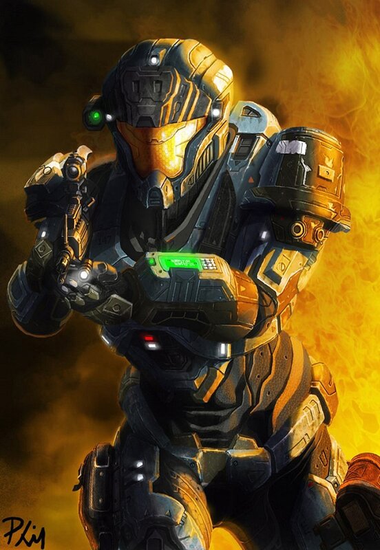 Spartan Soldier in Armor — Orange, Dramatic, Digital Art, Fire