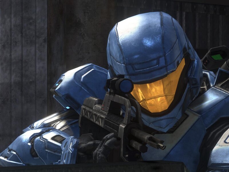 Spartan soldier in blue armor