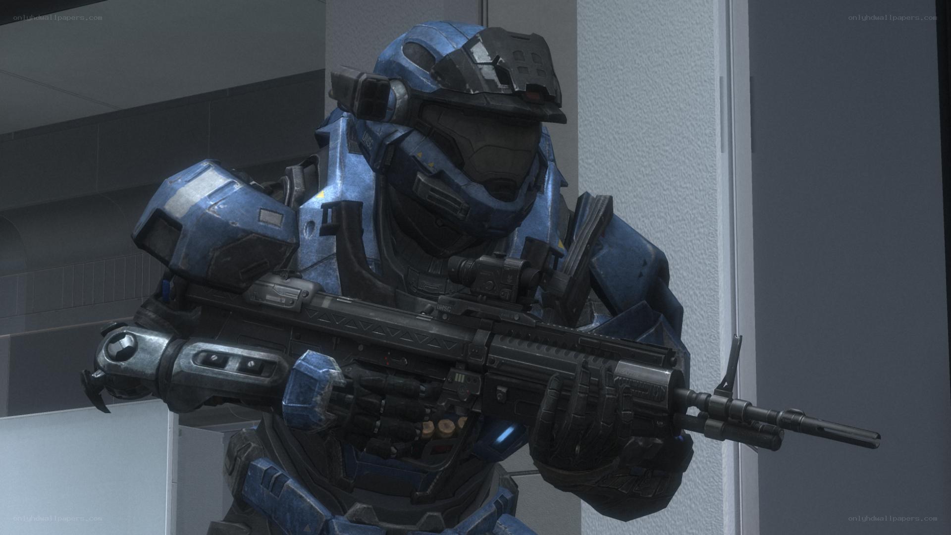 Spartan soldier in blue armor