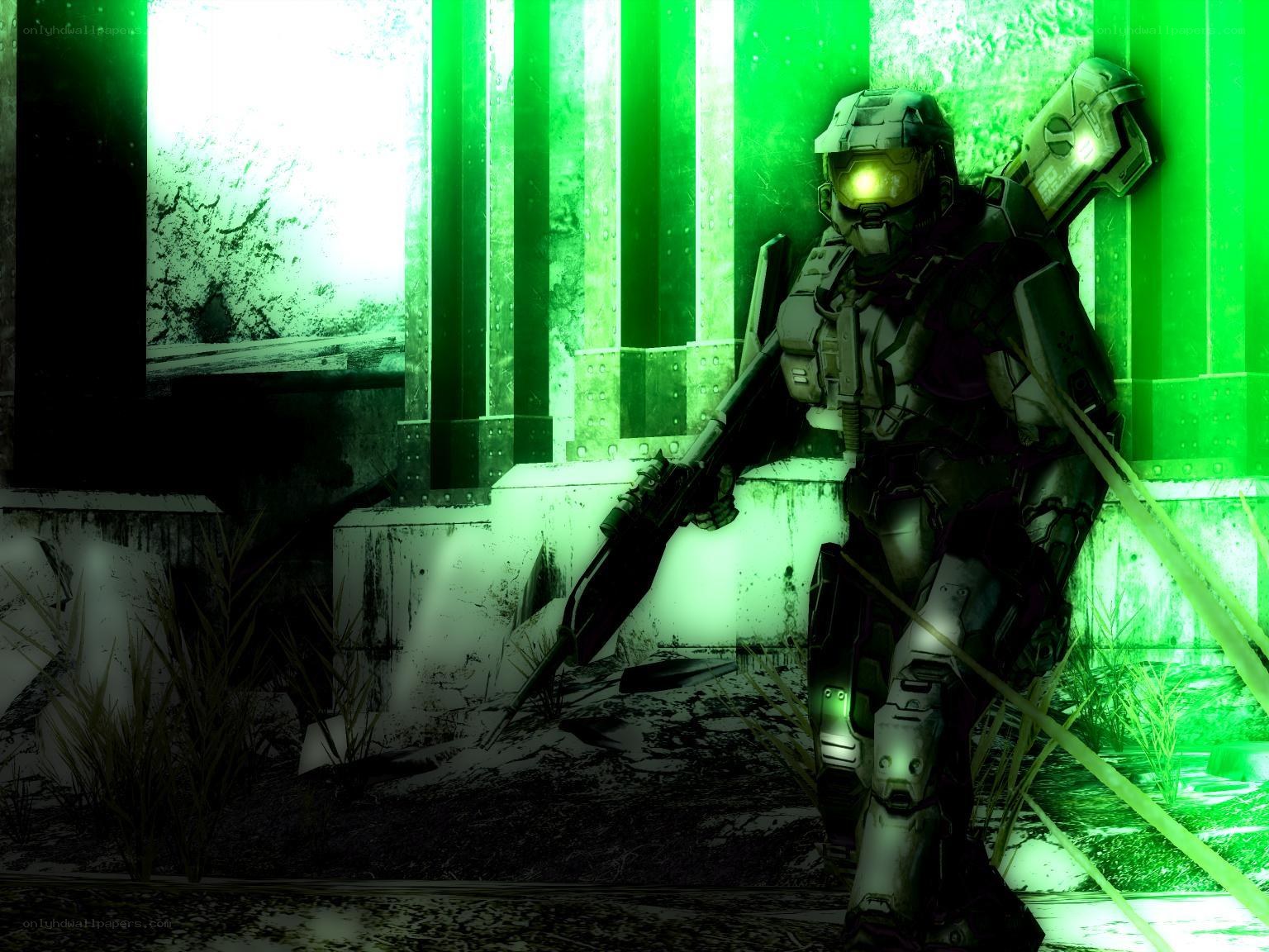 Spartan soldier in green light
