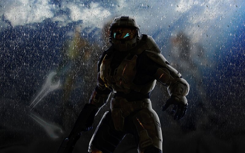 Spartan Soldier in Rain — Blue