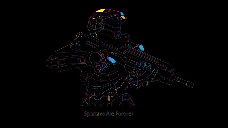 Spartan Soldier with Rifle — Black, Dramatic