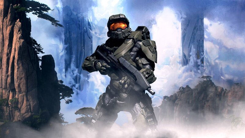 Spartan Soldier with Rifle — Gray, Dramatic, Digital Art, Mountains