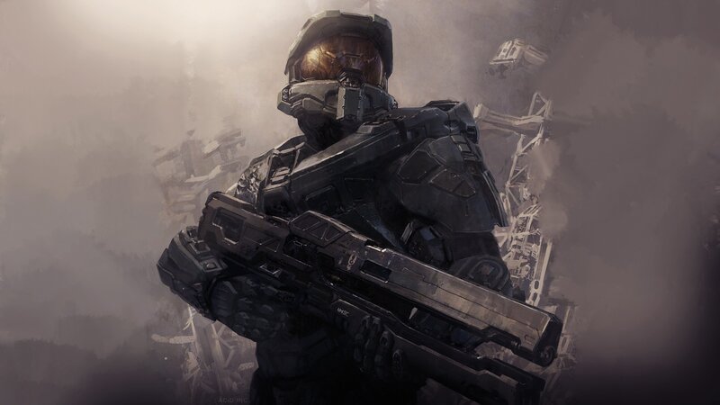 Spartan Soldier with Rifle — Gray, Dramatic, Digital Art