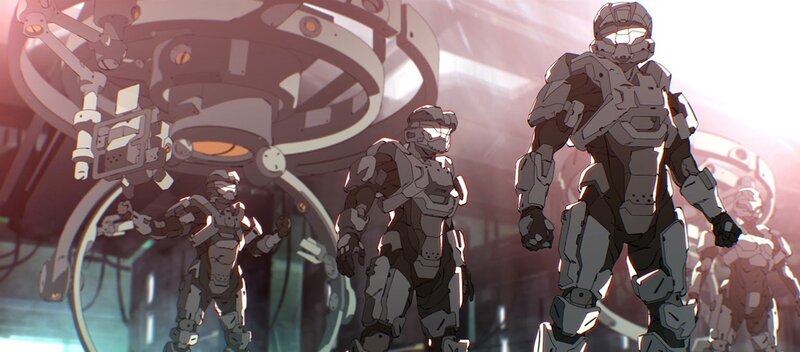 Spartan soldiers in futuristic armor