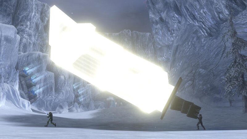 Spartan soldiers in icy canyon