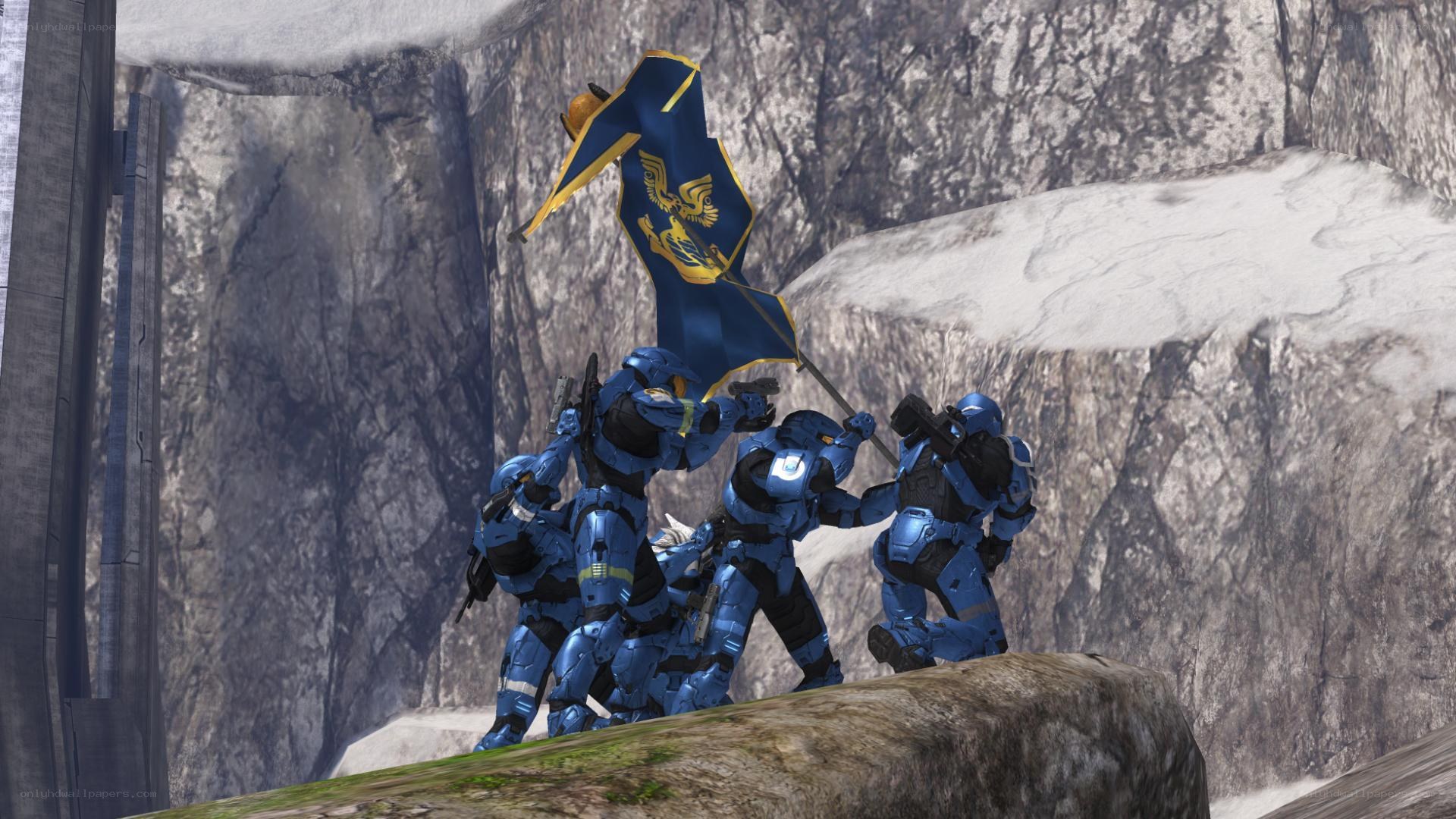 Spartan soldiers raise flag