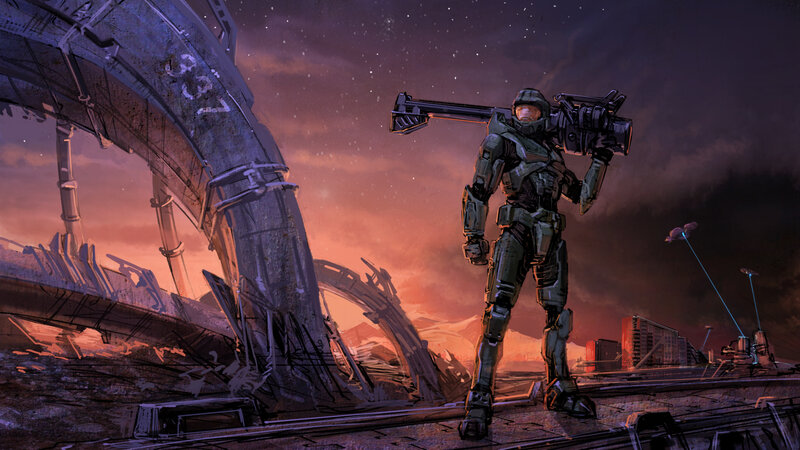 Spartan stands on wreckage