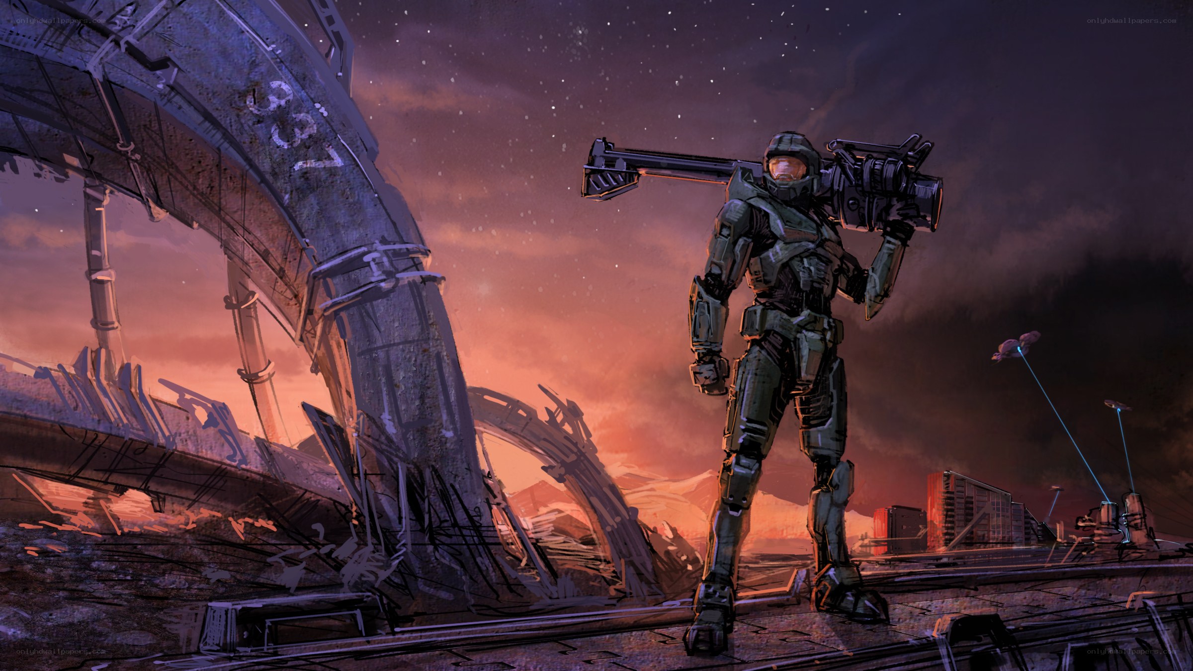 Spartan stands on wreckage