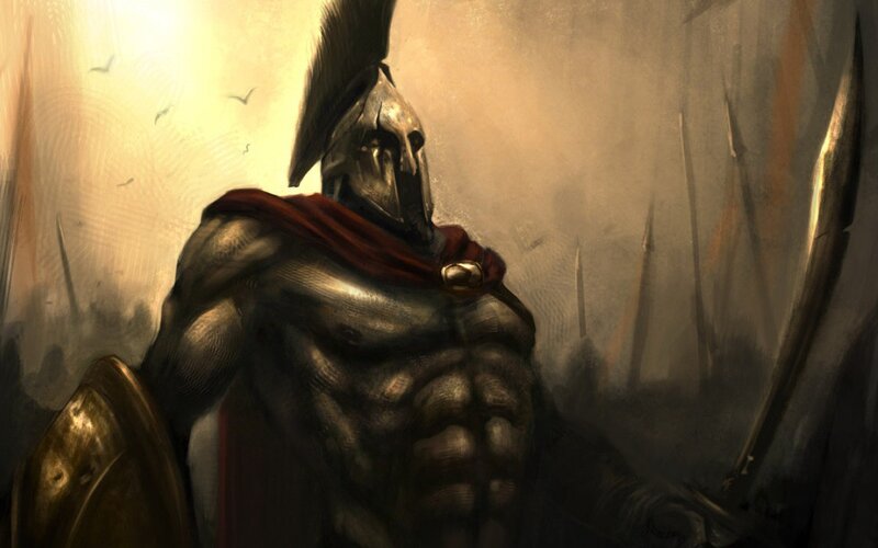 Spartan Warrior — Brown, Dramatic, Digital Art