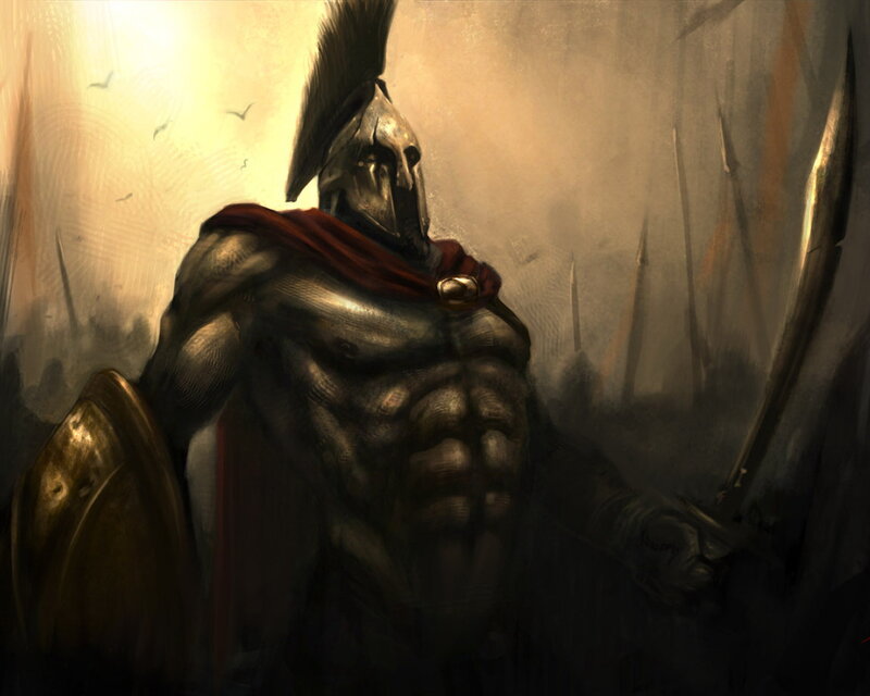 Spartan Warrior — Brown, Dramatic, Sunrise