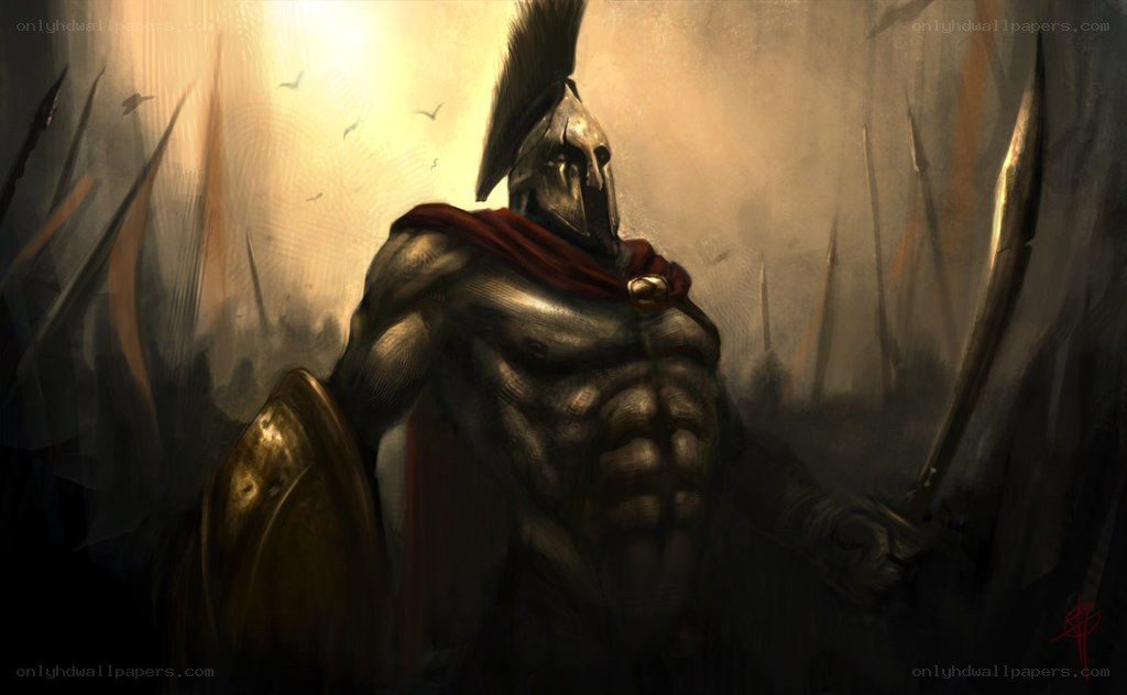 Spartan warrior in battle