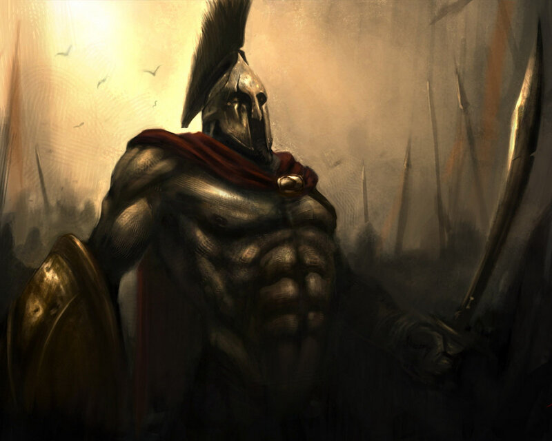 Spartan warrior in battle