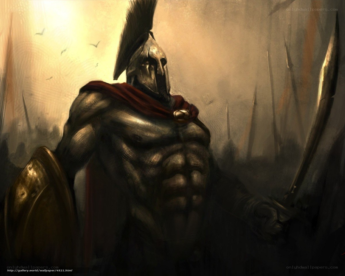 Spartan warrior in battle
