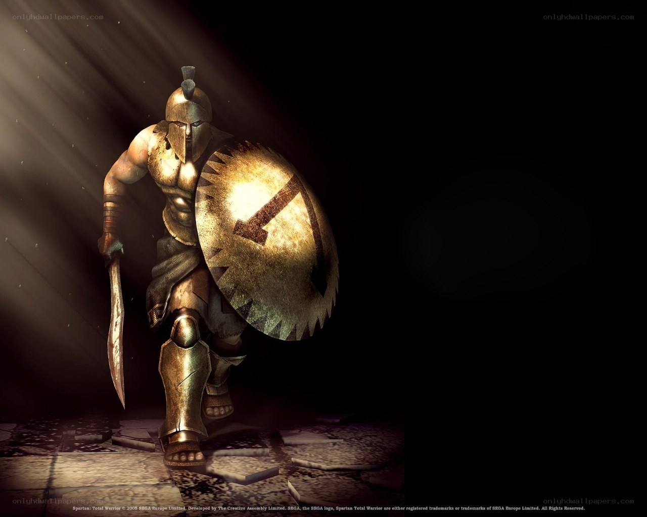 Spartan warrior in golden armor