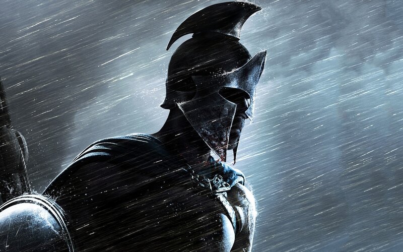 Spartan Warrior in Rain — Black