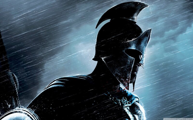 Spartan Warrior in Rain