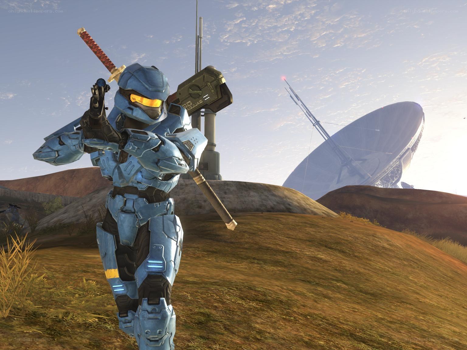 Spartan with sword on alien planet