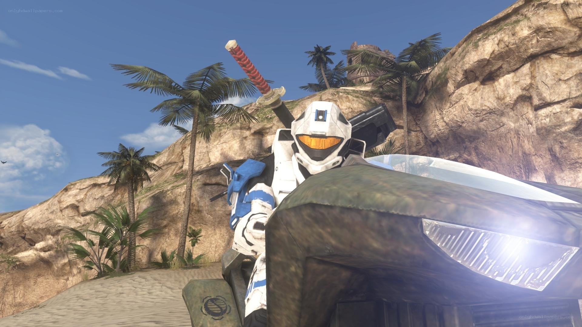 Spartan with sword on vehicle