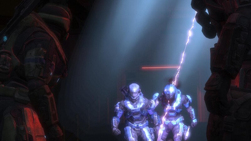 Spartans in a dark corridor
