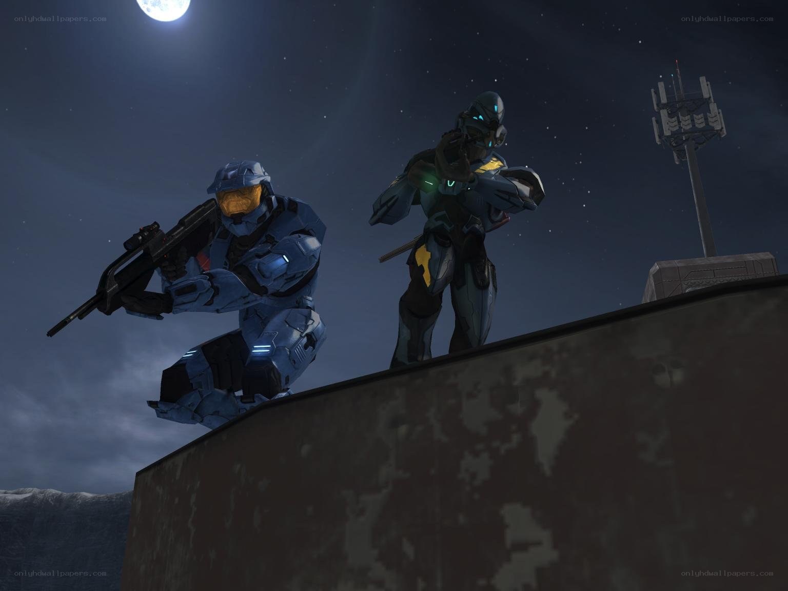 Spartans on a rooftop at night