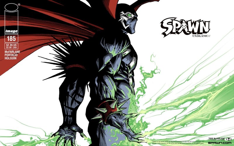 Spawn Character in Armor — Black, Dramatic, Comic, Comic Book Cover, Green Energy