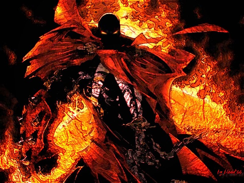 Spawn Character in Flames — Red, Dramatic, Digital Art