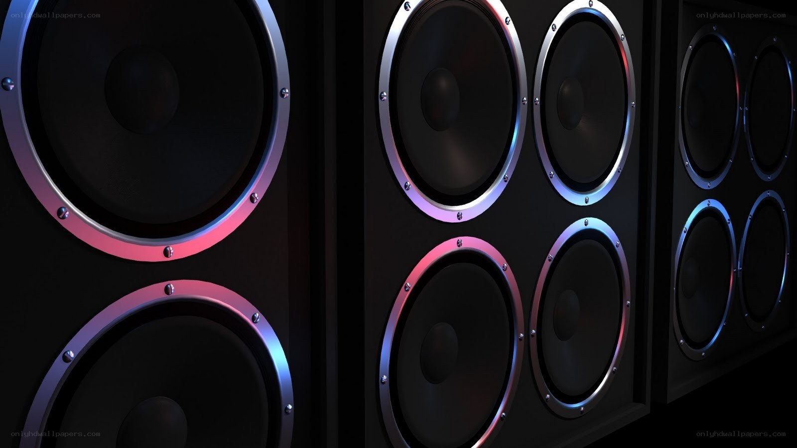 speaker array with neon lighting