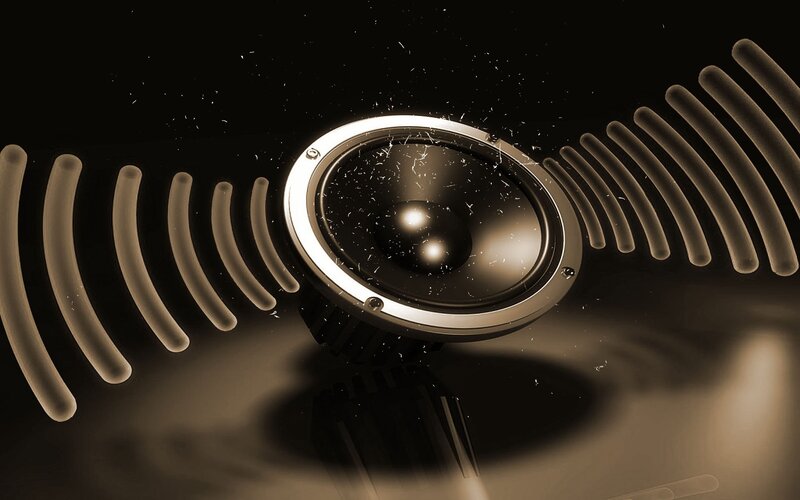 Speaker Emitting Sound Waves — Black, Dramatic, 3d Render, Sound Waves