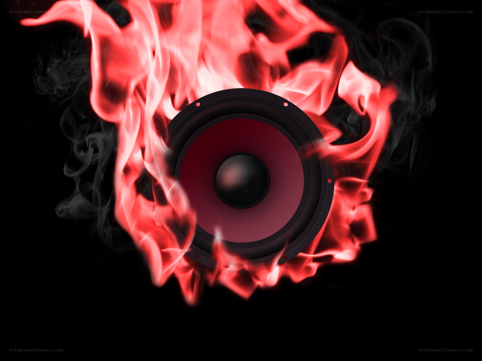 speaker engulfed in flames