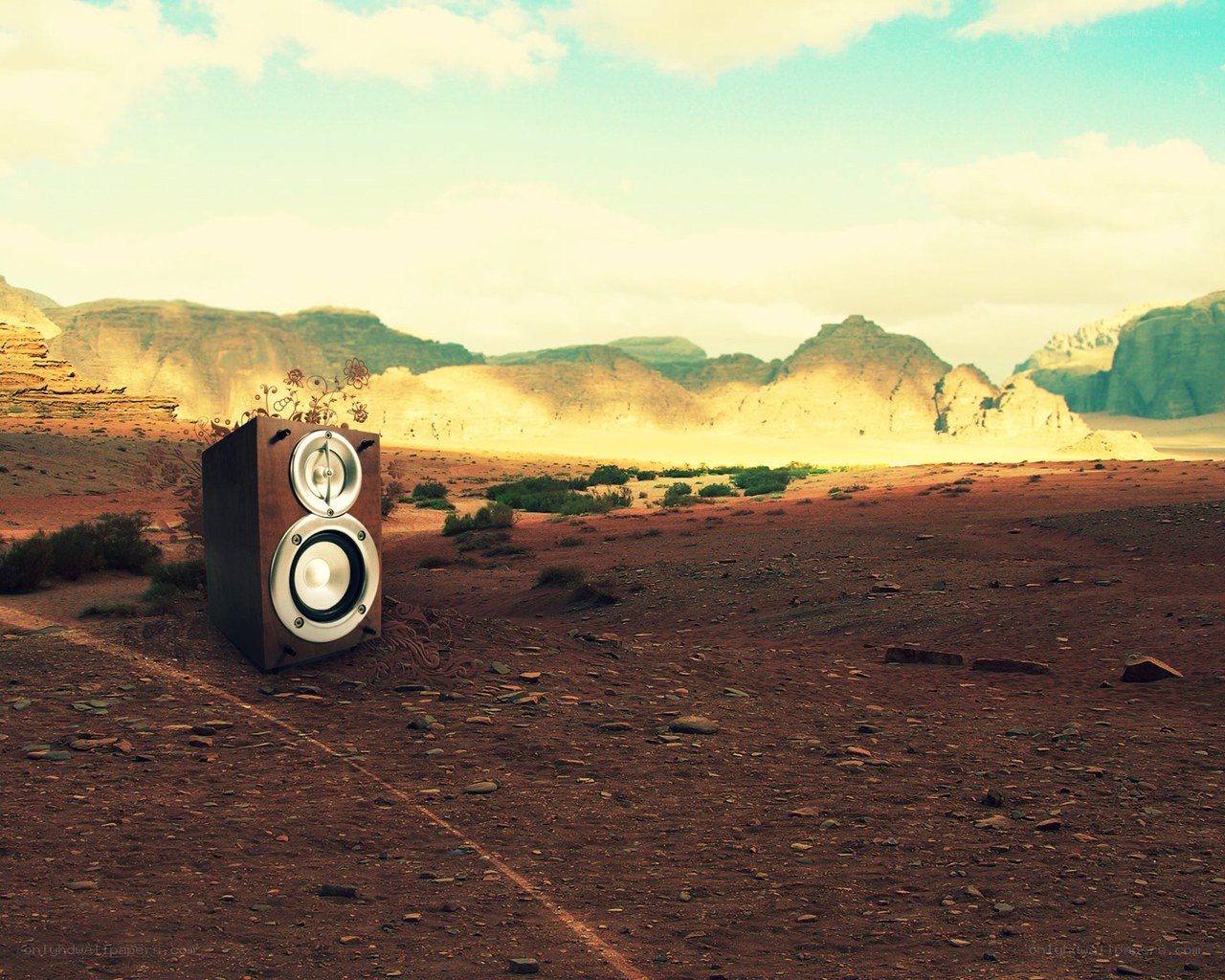 speaker in desert landscape