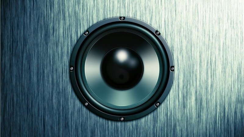 Speaker on Metal Surface — Blue