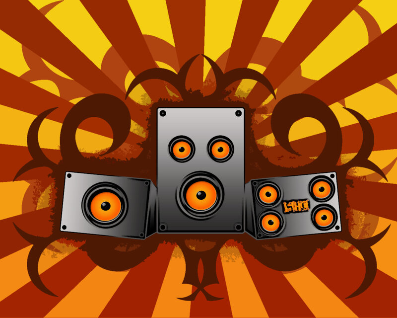 speaker system with sunburst background