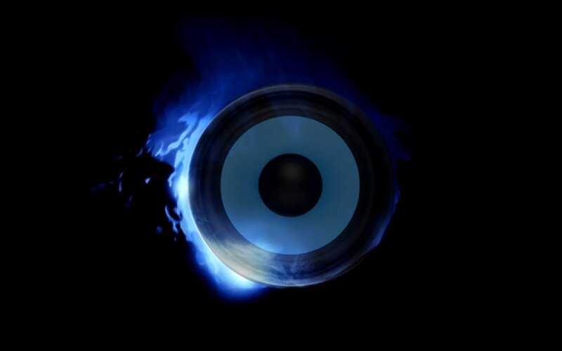Speaker with Blue Flame — Dramatic