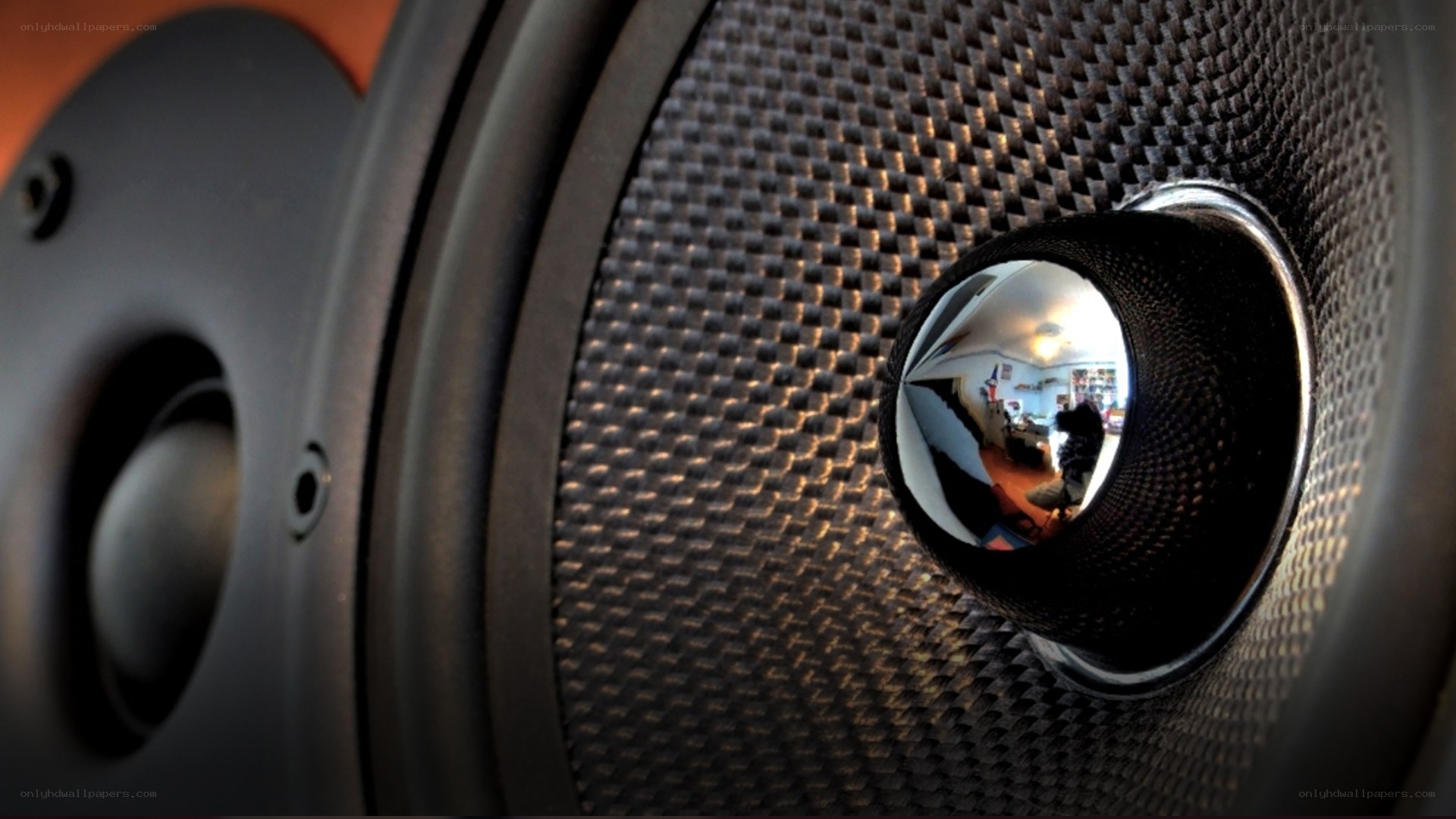 speaker with carbon fiber grille
