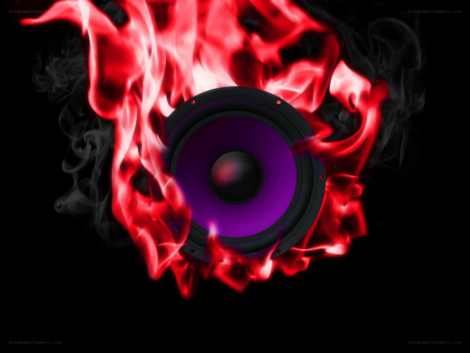 speaker with flames and smoke
