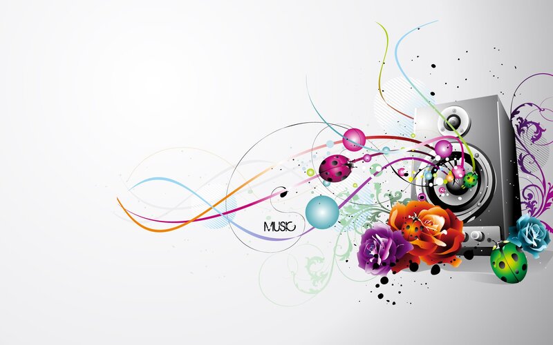 Speaker with Flowers and Swirls — White