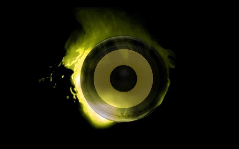 Speaker with Green Flames