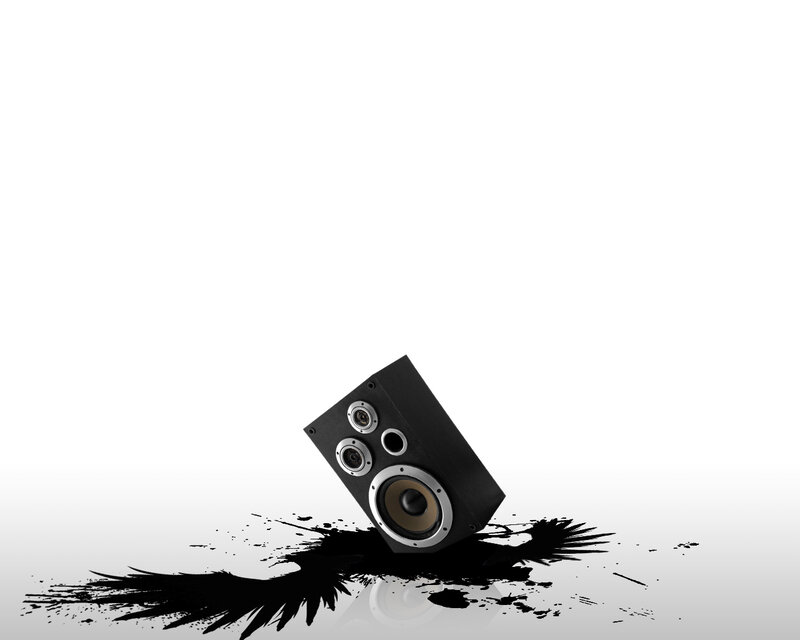 speaker with ink splatter