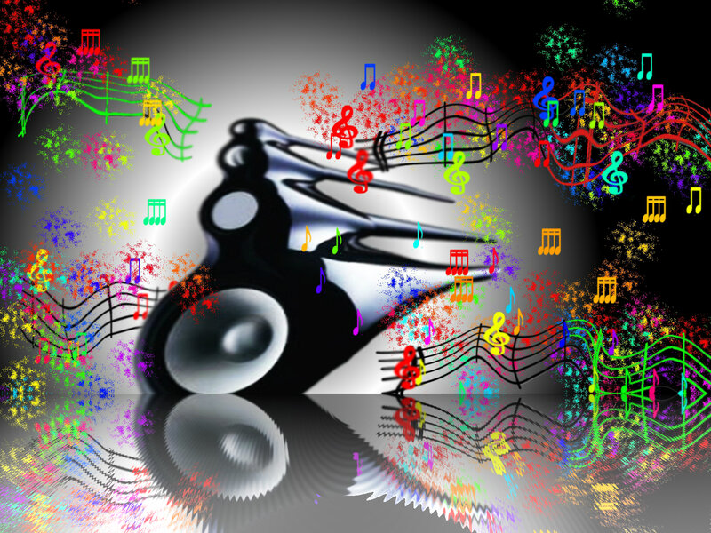Speaker with Musical Notes
