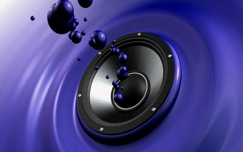 speaker with sound waves