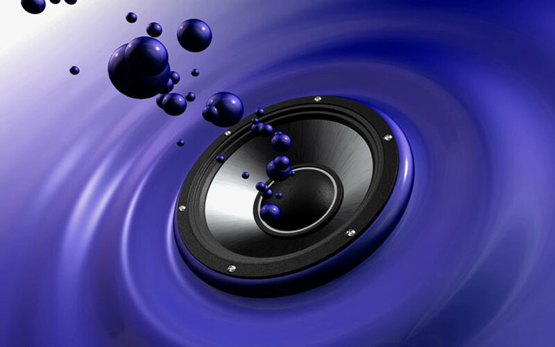 Speaker with Sound Waves — Blue, Dynamic, 3d Render