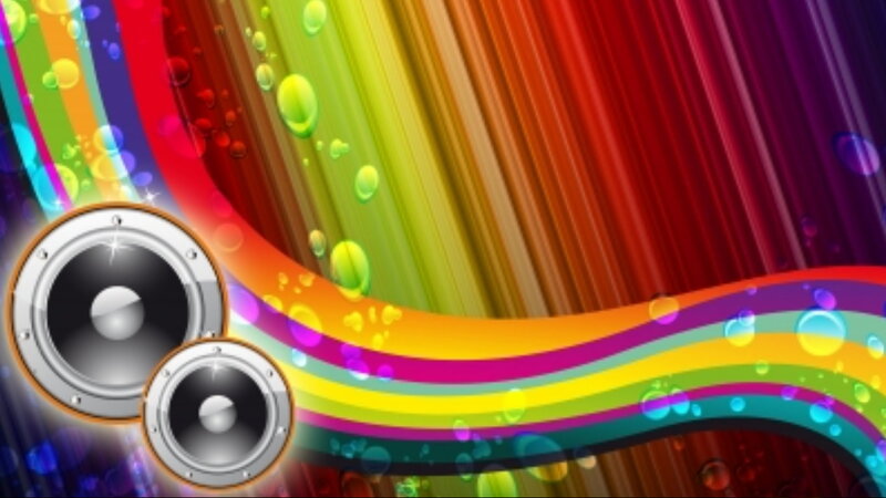Speakers with Rainbow Stripes