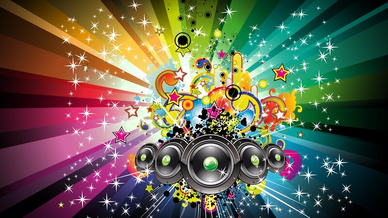 Speakers with Sound Waves — Green, Energetic