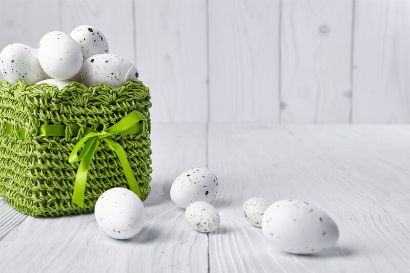 Speckled Eggs in Basket