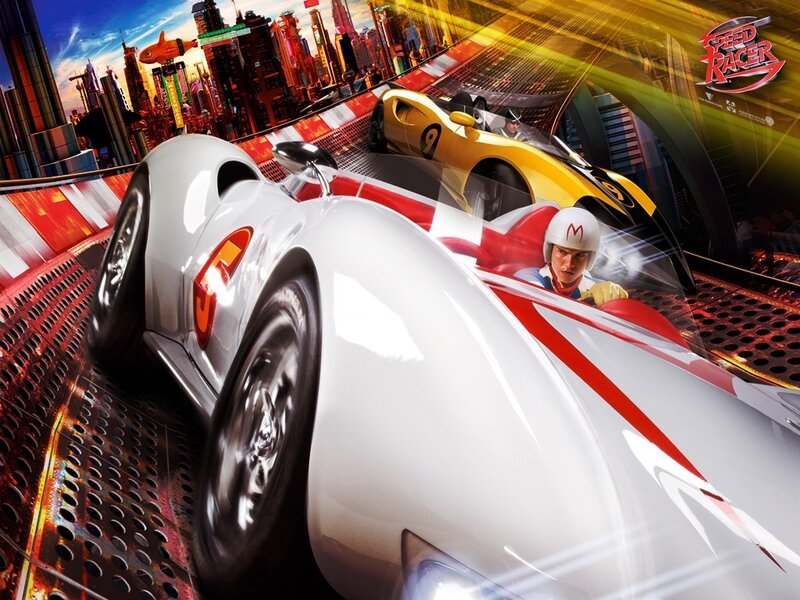 Speed Racer racing in futuristic city